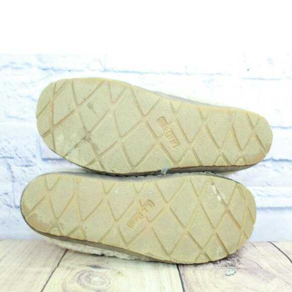 LL Bean White Knit Slip On Wicked Good Shearling Lined Cozy Slippers Size 8 M - Picture 9 of 9